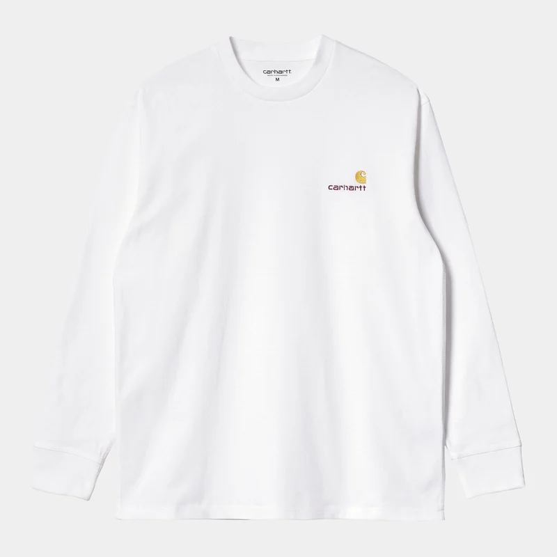 Carhartt WIP Herr American Script Långärmad T-shirt - Vit