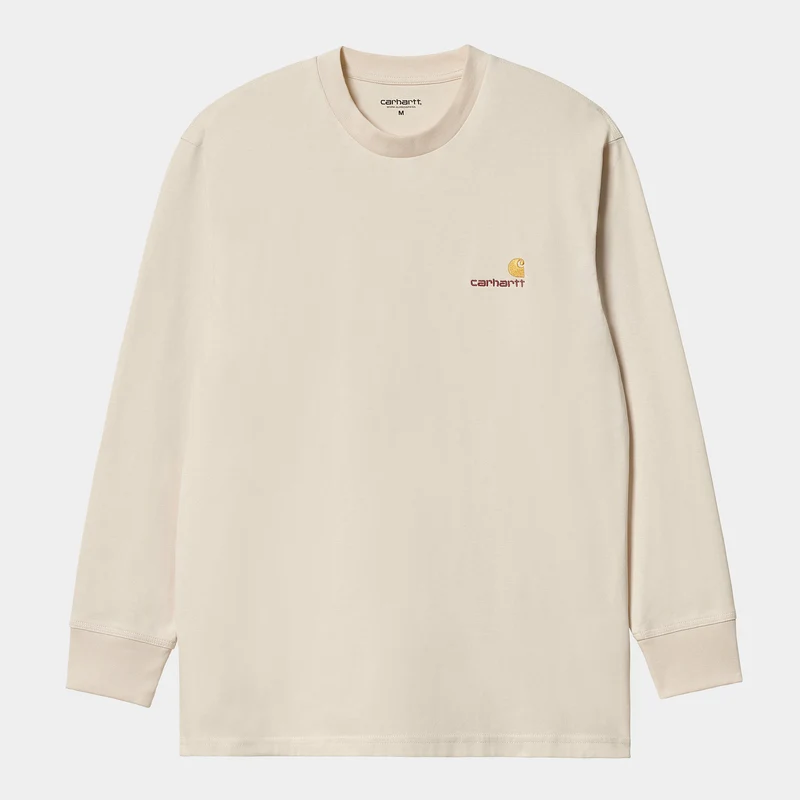 Carhartt WIP Herr American Script Långärmad T-shirt - Naturfärgad