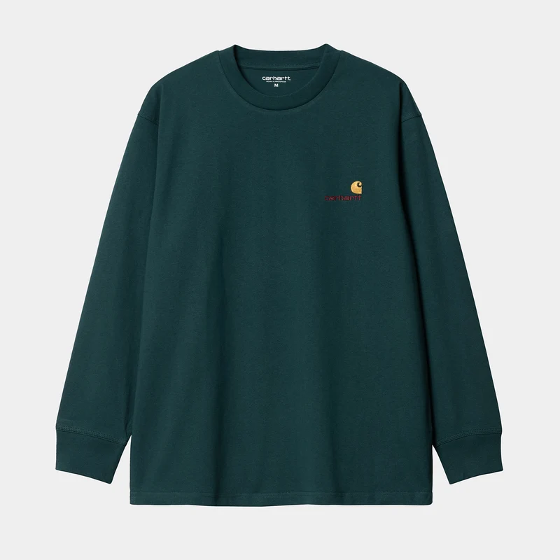Carhartt WIP Herr American Script Långärmad T-shirt - Botanisk