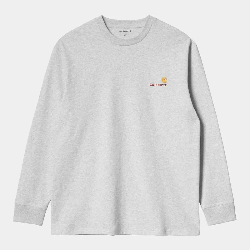 Carhartt WIP Herr American Script Långärmad T-shirt - Ash Leather