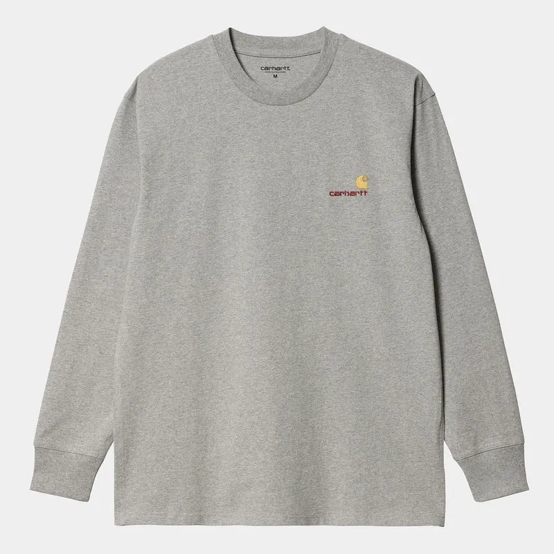 Carhartt WIP Herr American Script Långärmad T-shirt - Grå Ljung