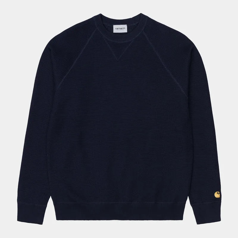 Carhartt WIP Chase Stickad tröja för män - Mörk marinblå