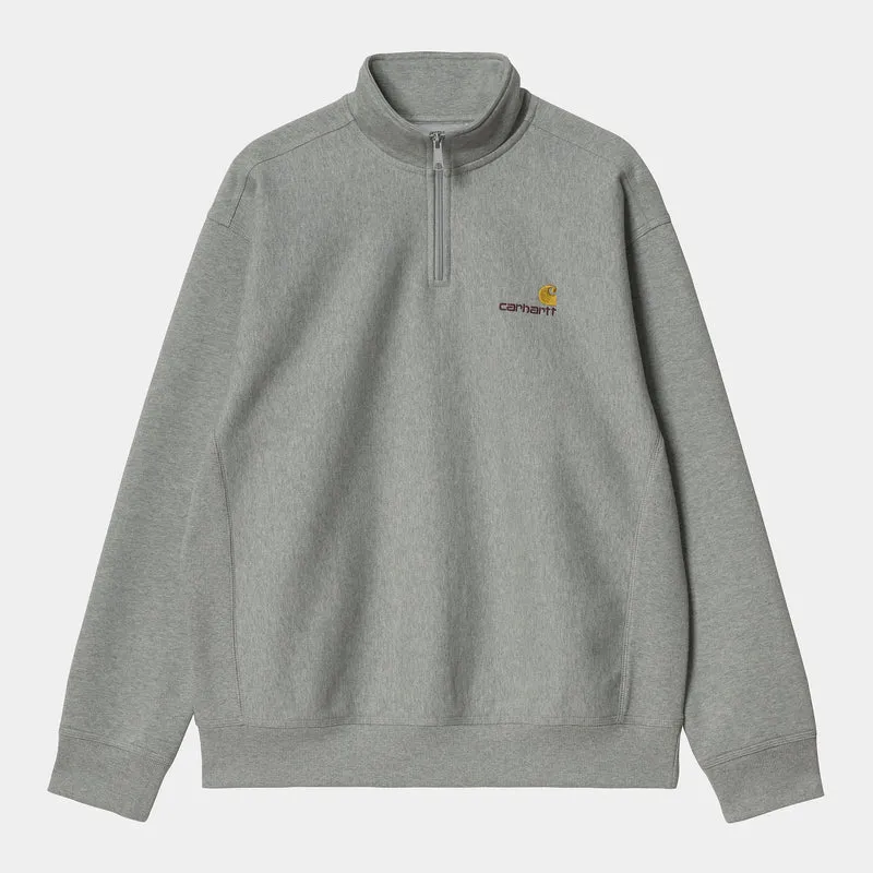 Carhartt WIP Herr Halv dragkedja American Script Sweat Top - Grå Ljung