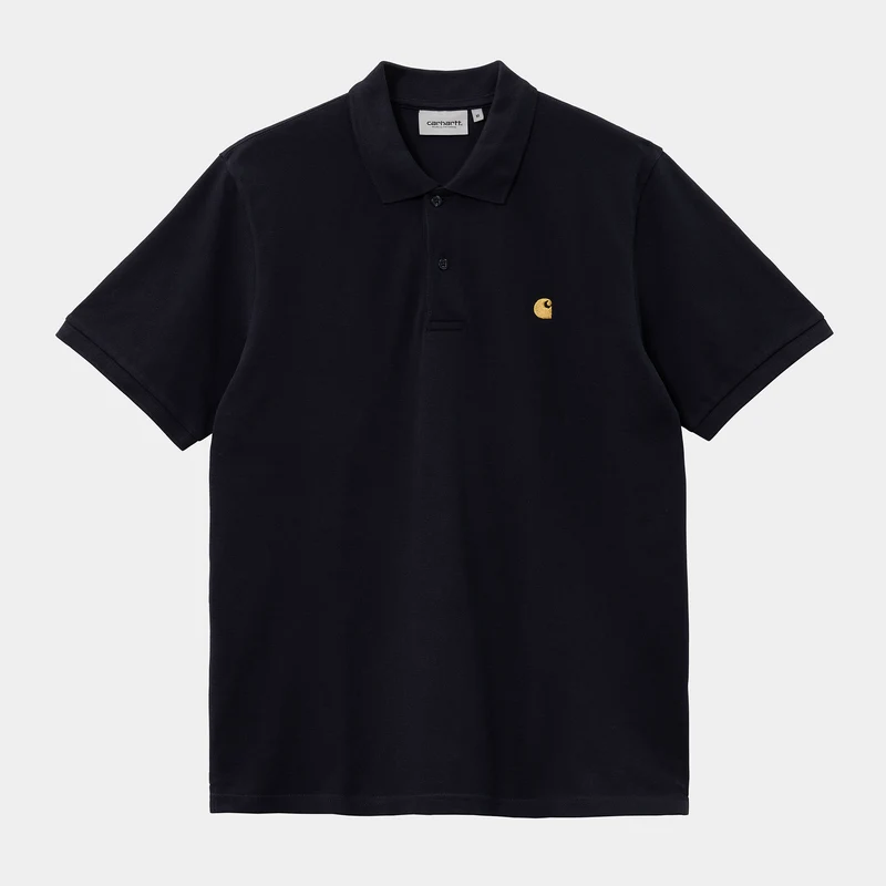 Carhartt WIP Chase Pique kortärmad pikétröja för män - mörk marinblå