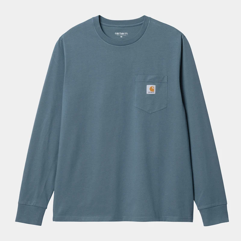 Carhartt WIP Långärmad fick-T-shirt för män - Storm Blue