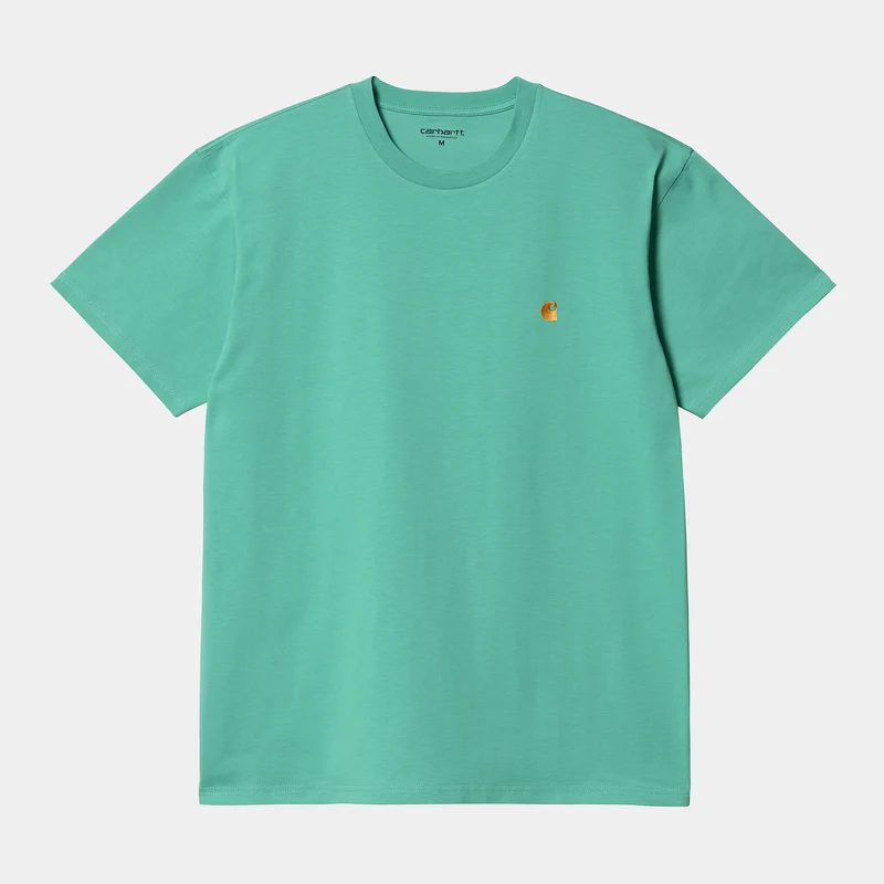 Carhartt WIP Chase kortärmad t-shirt för män - Aqua Green