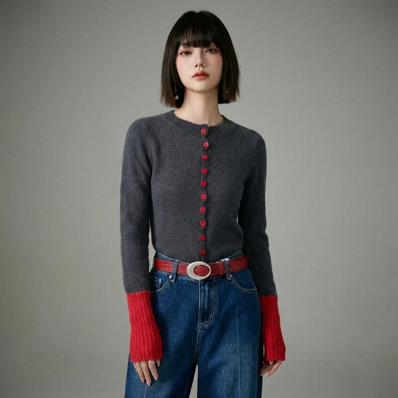 Cardigan Color Block Tricoté