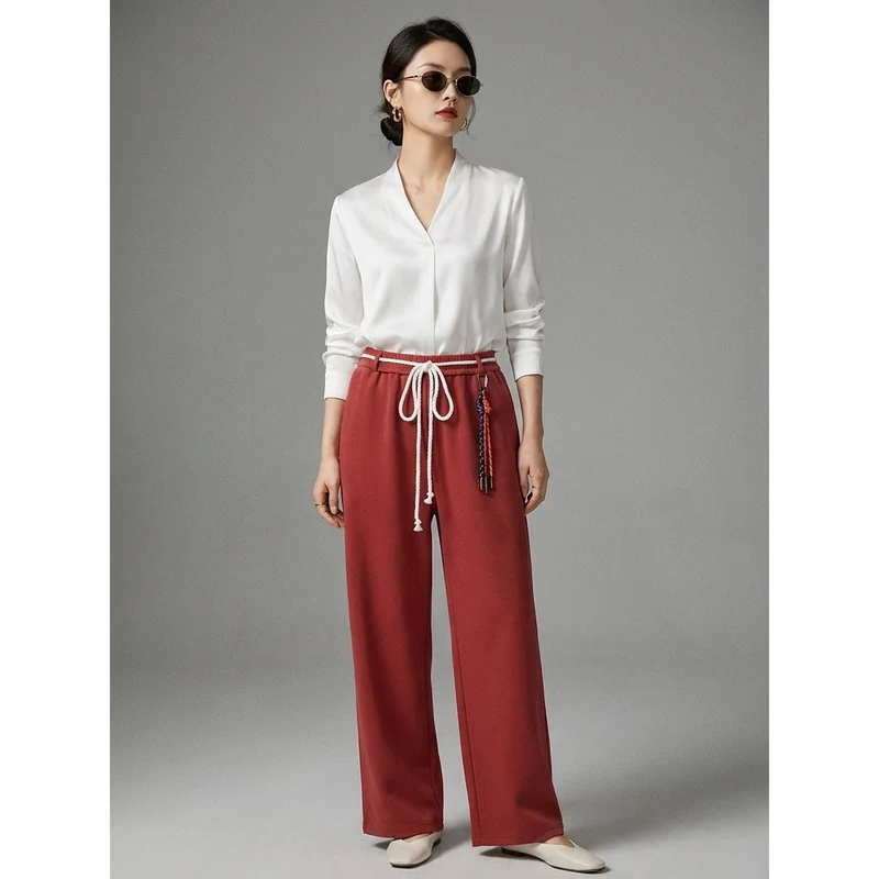 Pantalon Large Cordon Décontracté