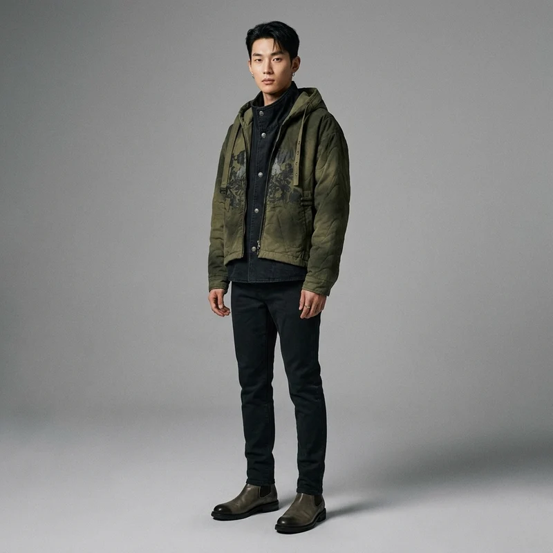 Veste Matelassée à Capuche Streetwear