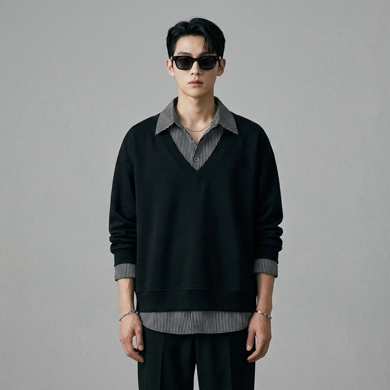 Sweat Col Chemise Américain
