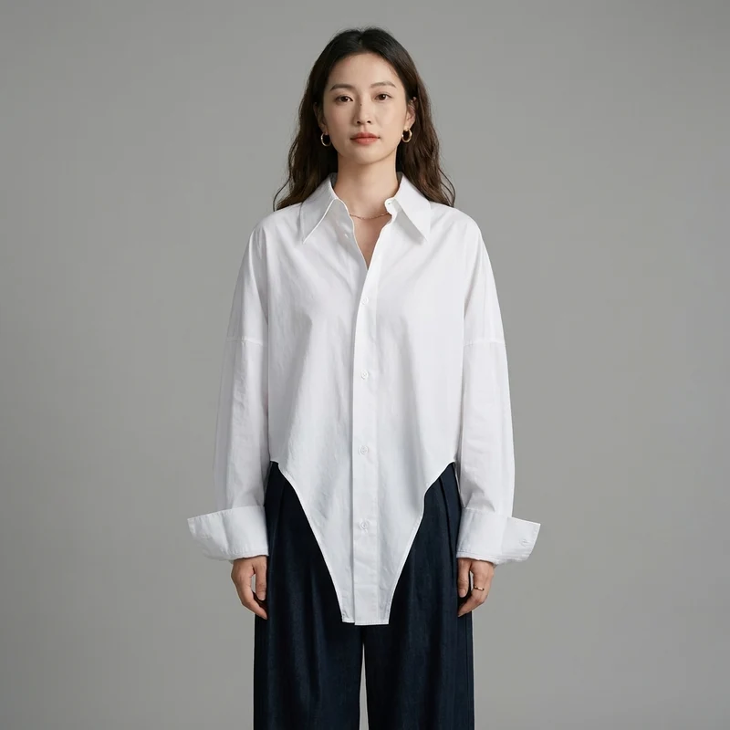 Chemise Col Revers Irrégulier Ample