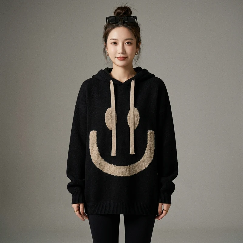 Sweat à Capuche Smiley Oversize