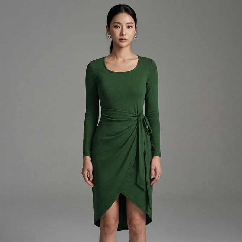 Robe Longue Minimaliste Verte