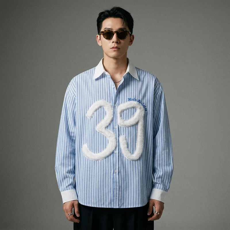 Chemise Rayée Décontractée Broderie