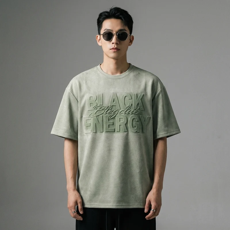 Steel printed letter suede short sleeved T-shirt for men and women