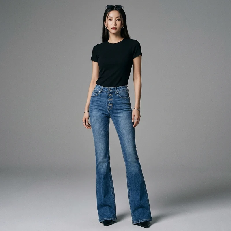 Jean Flare Taille Haute Stretch