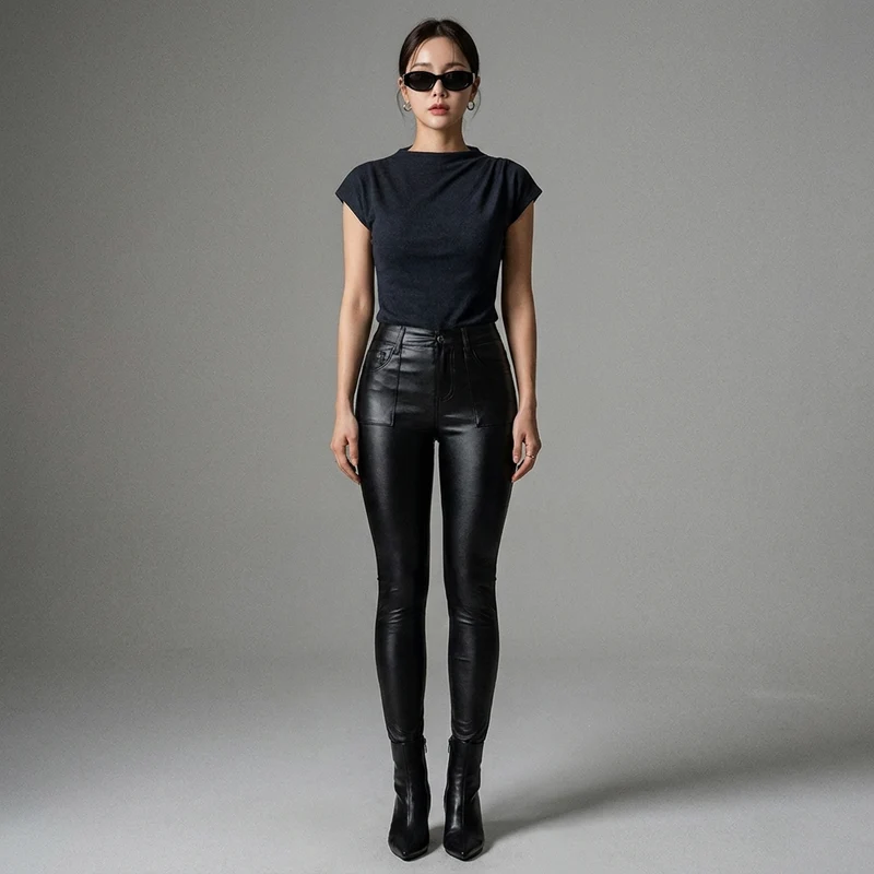 Pantalon Simili Cuir Doublé Polaire