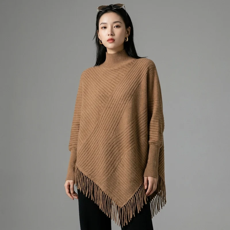 Pull Tricoté Oversize à Franges
