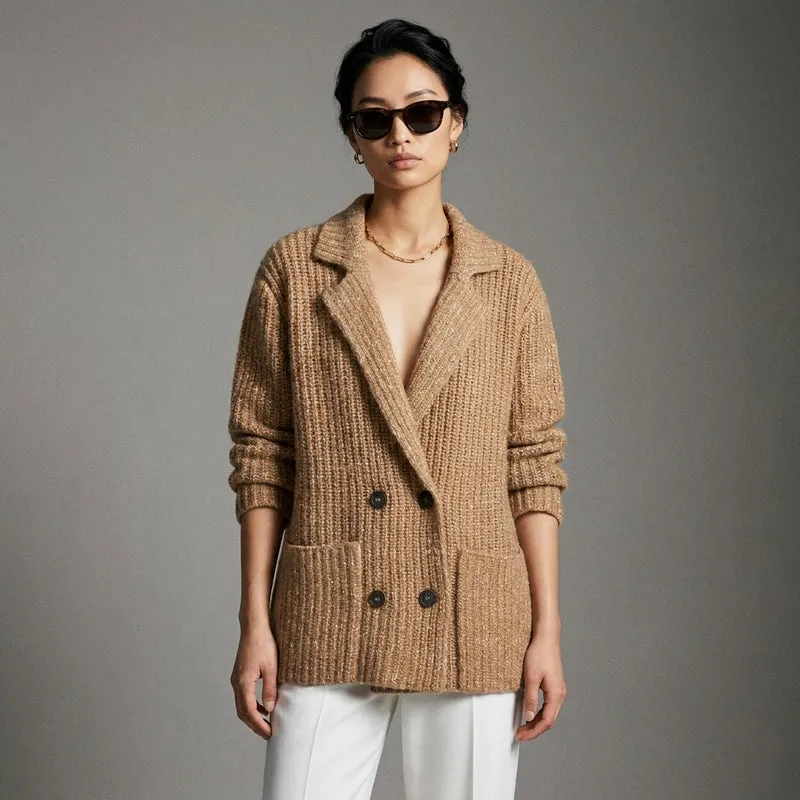 Cardigan en Laine Col Cranté