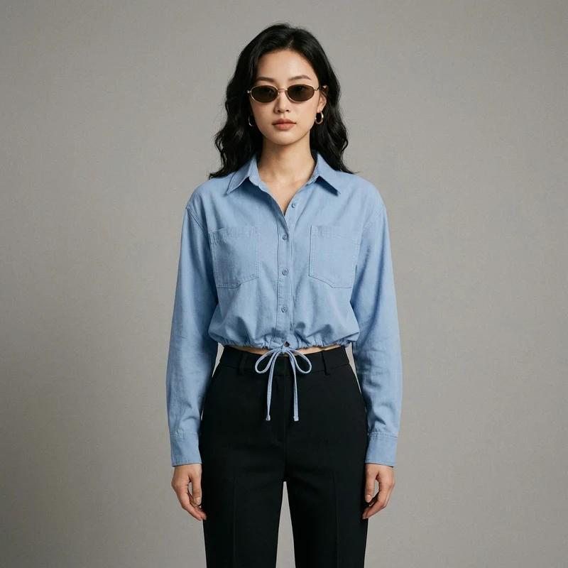 Chemise Col Montant Manches Longues