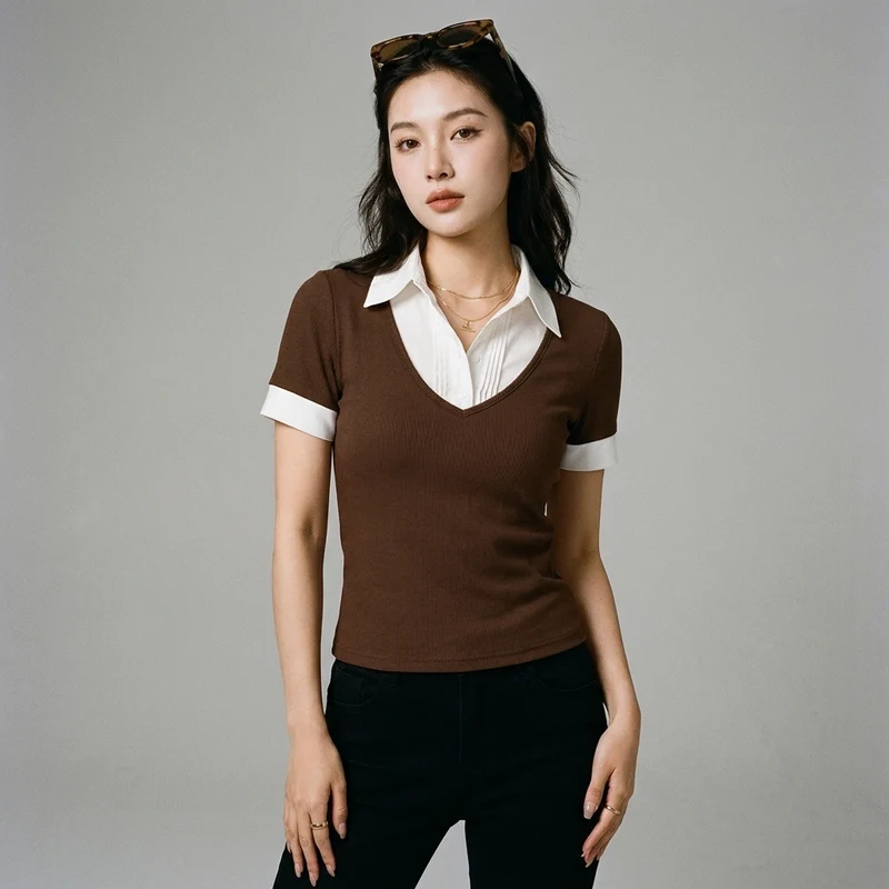 Haut Polo Bicolore Rétro
