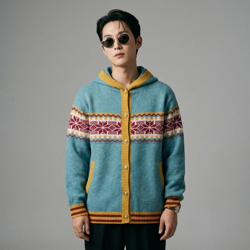 Cardigan Tricoté à Capuche Oversize
