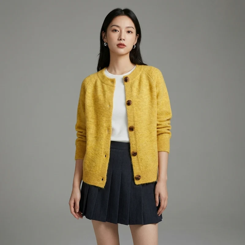 Cardigan Maille Col Rond Boutons