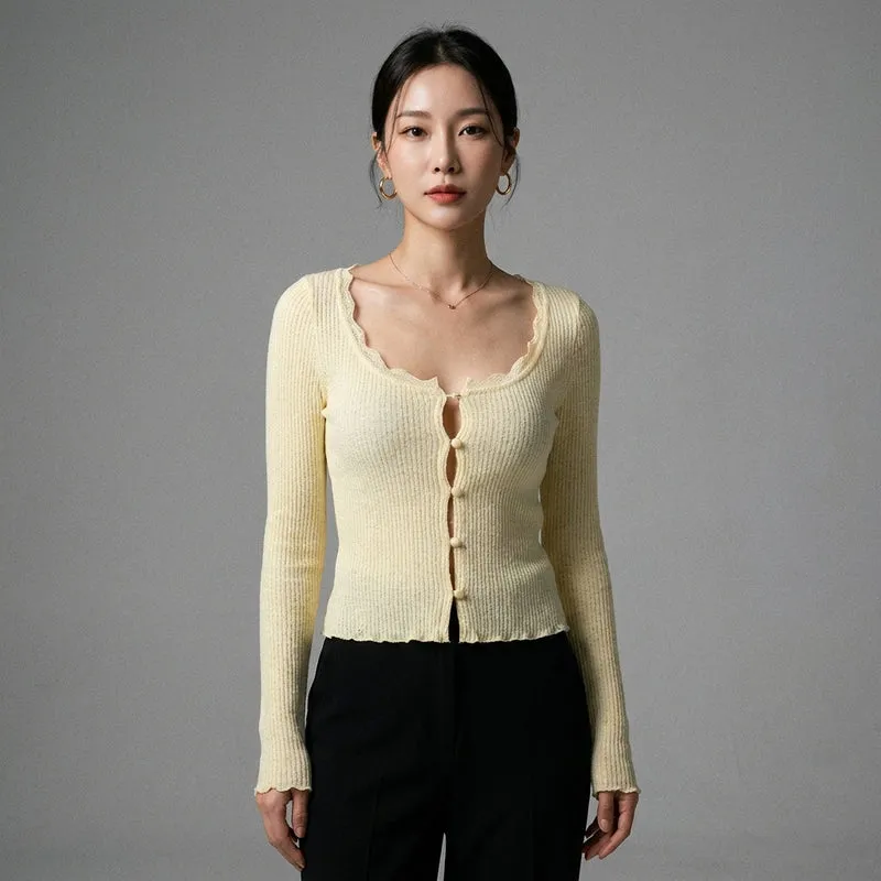 Cardigan Col Carré Dentelle