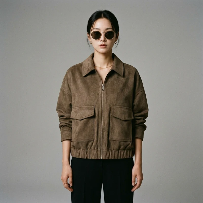 Veste Zippée Col Chemise Tendance