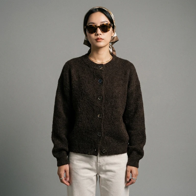 Cardigan Boutonné Marron