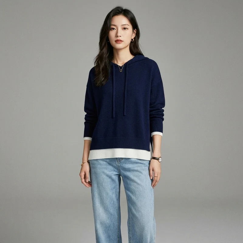 Pull Tricoté Capuche Oversize