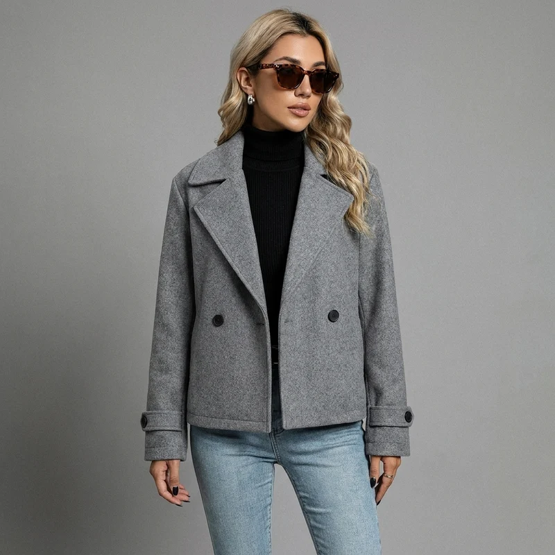 Manteau Court Laine Élégant