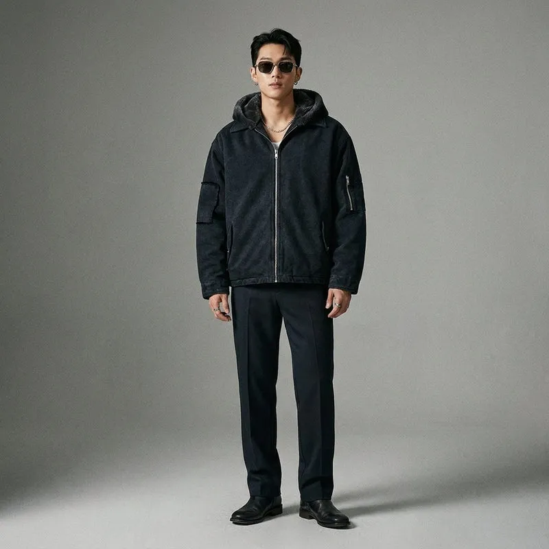 Veste en Denim Doublée Polaire