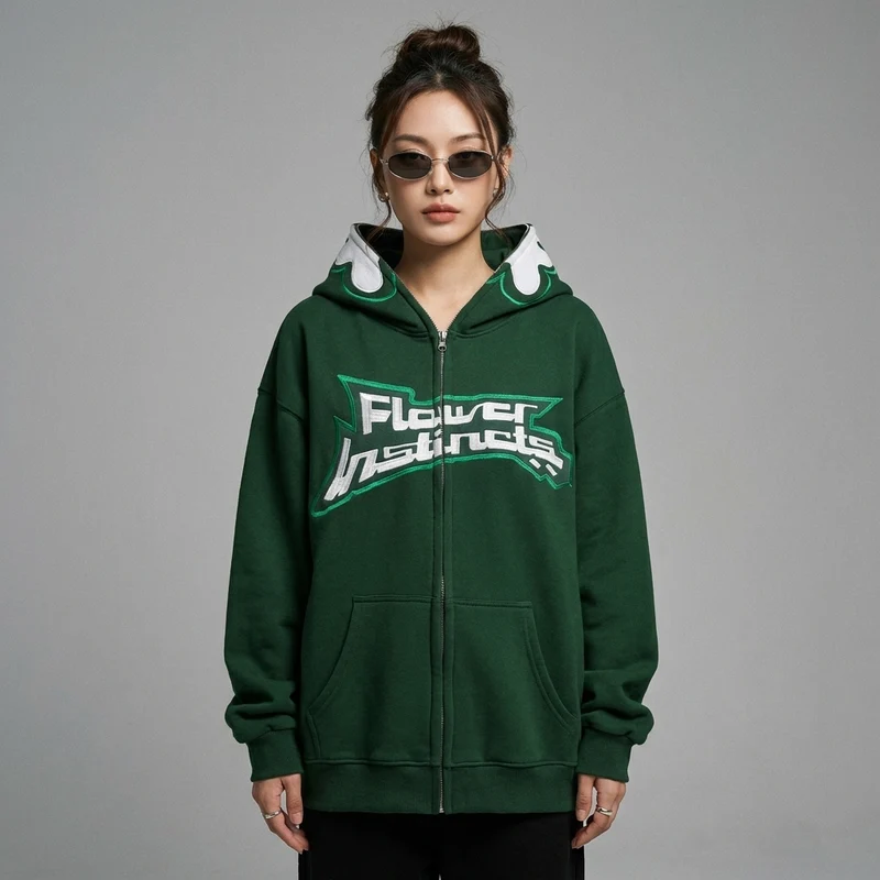 Sweat à Capuche Brodé Oversize