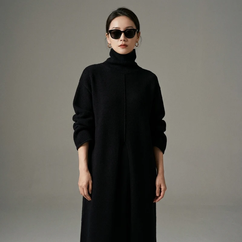 Robe Pull Col Montant Fendue