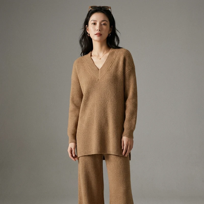 Ensemble Pull & Pantalon Large Tricoté