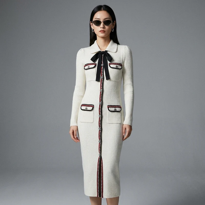 Robe Longue Maille Élégante