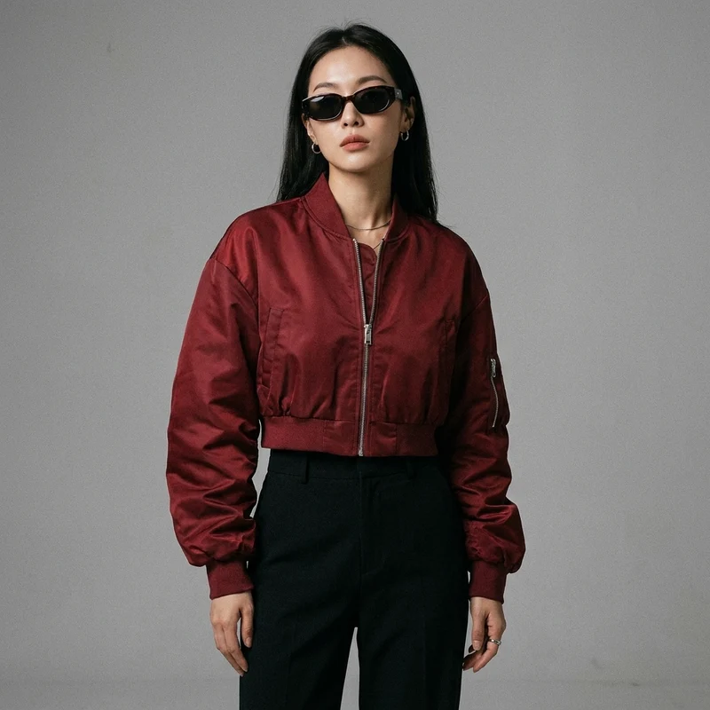 Veste Courte Plissée Zippée