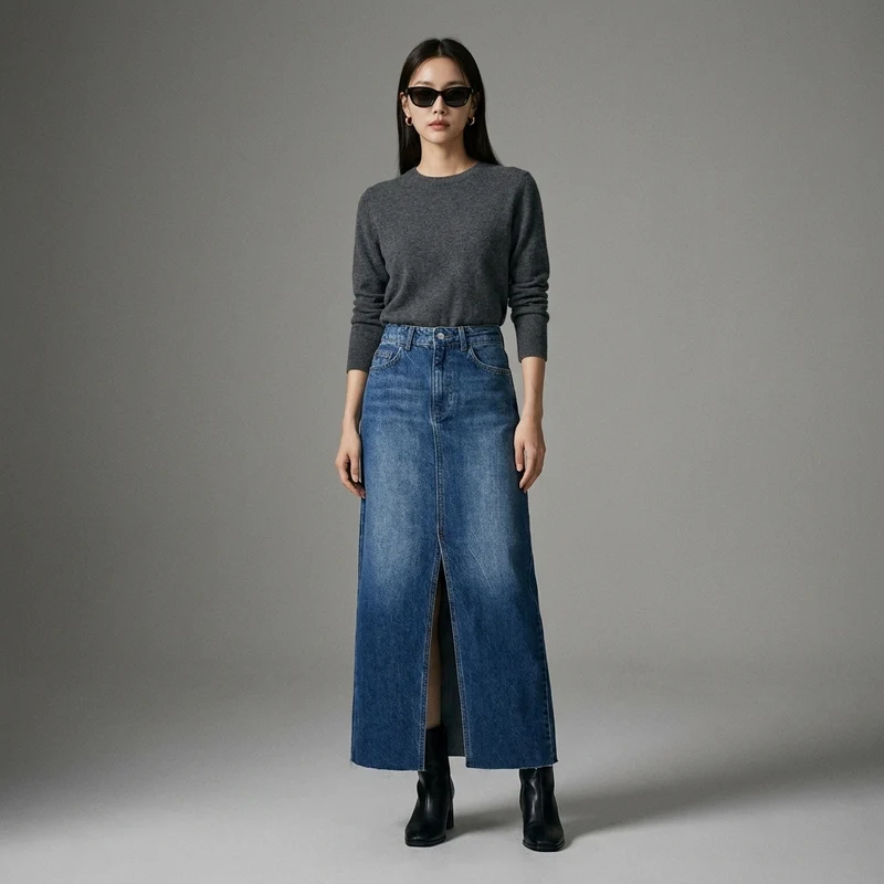 Jupe Longue Fendue Taille Haute