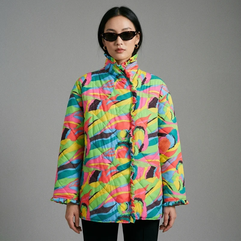 Veste Rembourrée Imprimé Floral