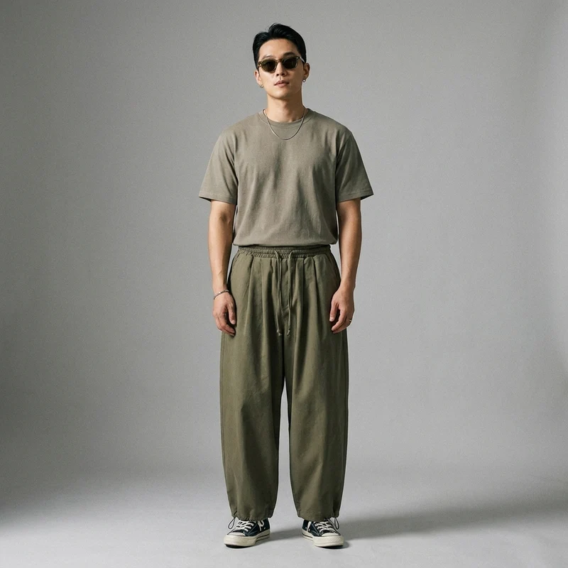 Pantalon Large Décontracté Minimaliste