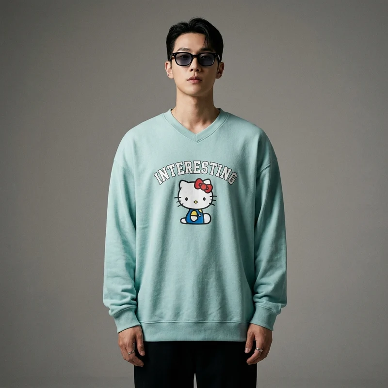 Sweatshirt Col Rond Bicolore