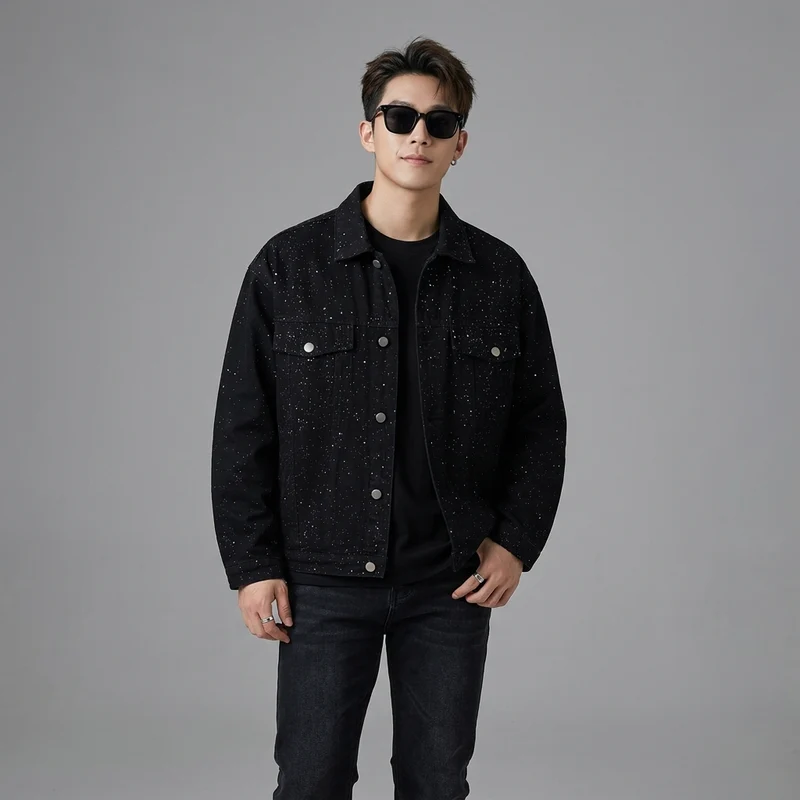 Veste Denim Déchirée Sequin