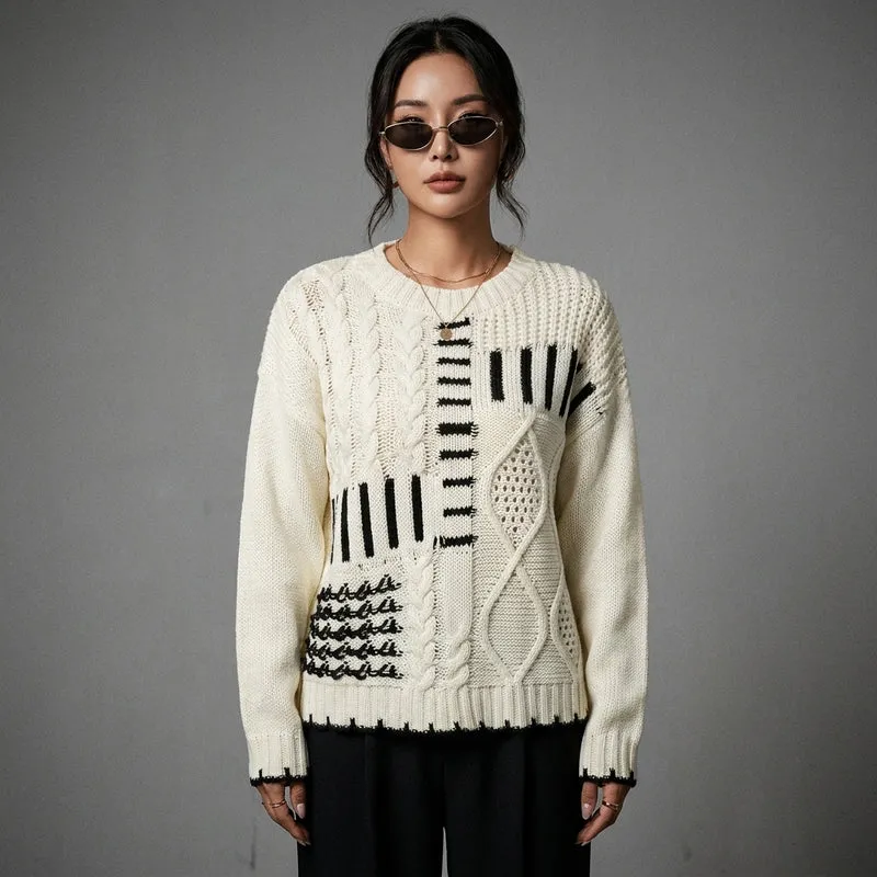 Pull Rayé Col Rond Rétro
