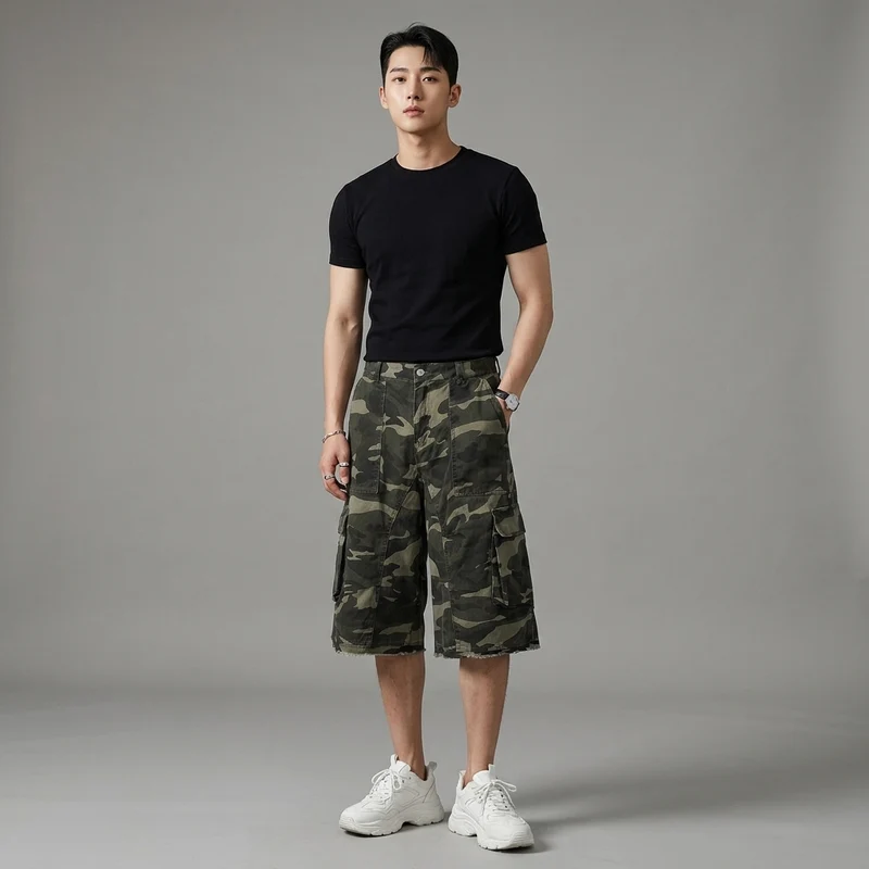 Pantalon Cargo Court Droit
