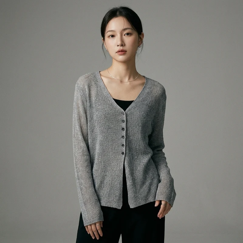 Cardigan Tricot Col V