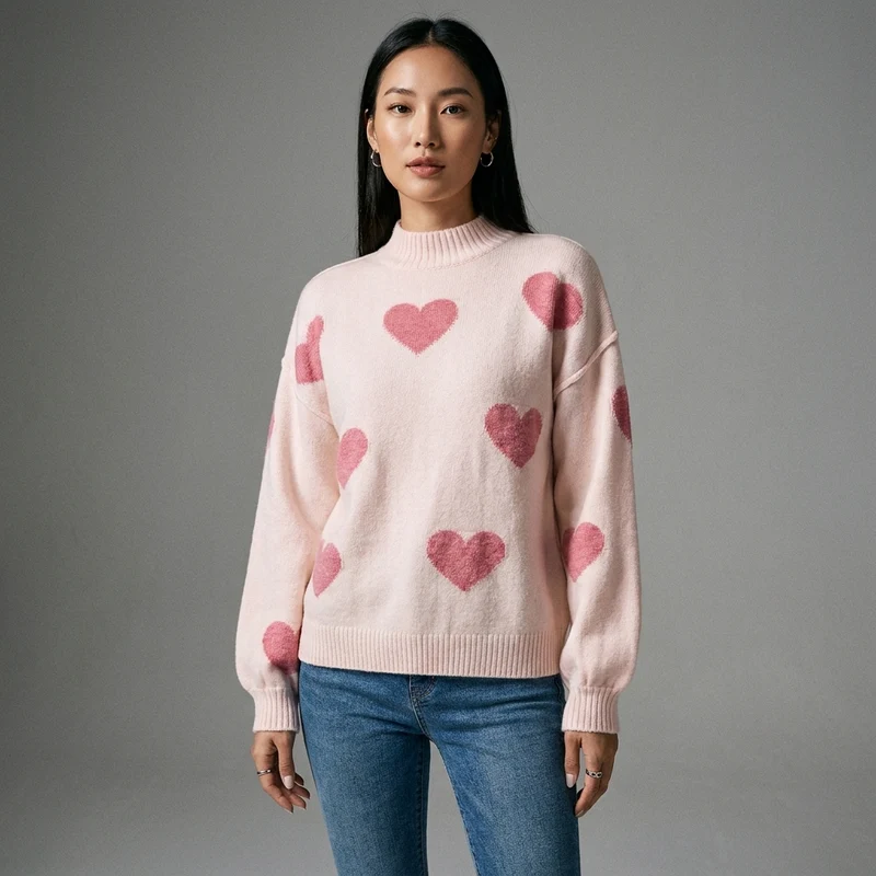 Pull Rose Pastel Manches Longues