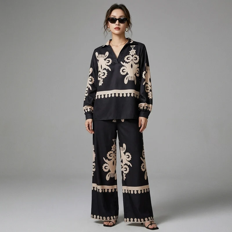 Ensemble Top et Pantalon Imprimé Abstrait