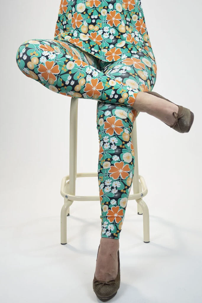 Linn leggings - Majblomma orange black