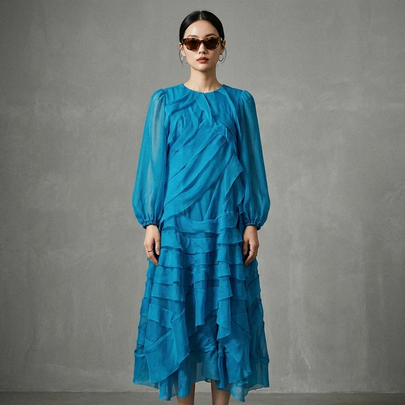 Robe Longue Manches Lanternes